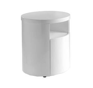 Runder weißer Nachttisch Weiß - Holzwerkstoff - Metall - 48 x 55 x 48 cm