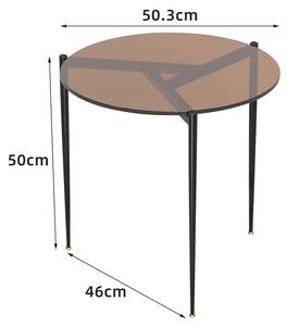 Beistelltisch Glas rund Braun - Glas - Metall - 50 x 50 x 50 cm