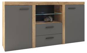 Sideboard RIVAY mit LED Graphit - Grafit Dekor - Eiche Dunkel - Eiche Dunkel Dekor