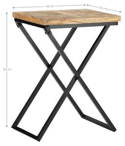 Table d'appoint 48x35x63cm noir Noir - Marron - Métal - Bois massif - 35 x 63 x 48 cm