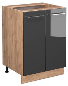 Meuble bas de cuisine Fame-Line 38324 Anthracite brillant - Imitation chêne truffier de sonoma - 60 x 51 cm