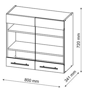 Meuble haut vitré Fame-Line Gris - Blanc - Bois manufacturé - 80 x 72 x 34 cm