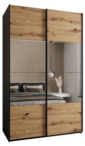 Armoire Lux 4 Noir - Imitation chêne - Largeur : 150 cm