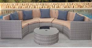 Poly-Rattan Garnitur E17 rund Anthrazit - Beige - Grau