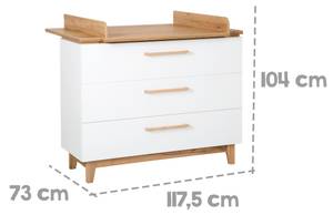 Set de chambre bébé Finn 3 pcs Blanc - Bois manufacturé