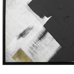 Canvas SORA Schwarz - Gold - Weiß - Textil - 63 x 93 x 5 cm