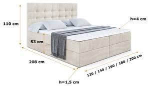 Boxspringbett BERO Ecru - 160 x 110 cm - H3