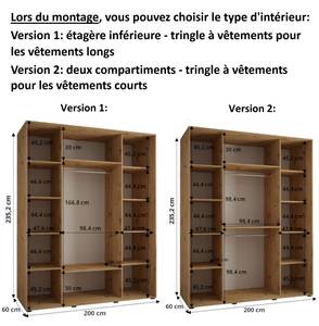 ARMOIRE À PORTES COULISSANTES DAVOS 9 Imitation chêne - Blanc - Largeur : 200 cm