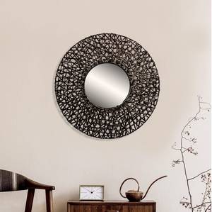 Miroir rond PRETORIA Noir - Bois manufacturé - 55 x 55 x 2 cm