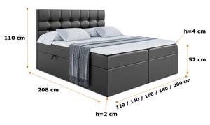 Boxspringbett BERO Hochglanz Schwarz - 180 x 110 cm - H3