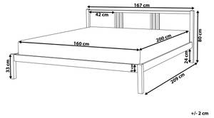 Lit double VANNES Chêne clair - Largeur : 167 cm