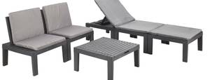 Set salon d’extérieur Cervia Anthracite Gris - Polyrotin - 100 x 137 x 0 cm