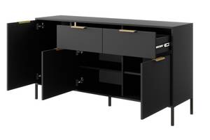 Kommode LARS 153 3D2S Schwarz - Gold - Holzwerkstoff - Kunststoff - 154 x 82 x 40 cm