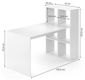 Schreibtisch Emir Weiß Weiß - Holzwerkstoff - 72 x 143 x 143 cm