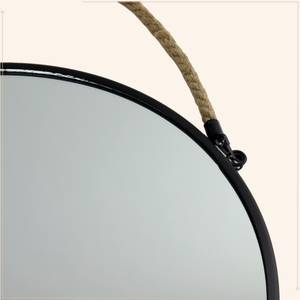 Spiegel Rund mit Seil Schwarze Spiegel Schwarz - Glas - 38 x 2 x 38 cm