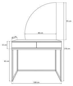 Schminktisch QUINNIE LED Spiegel Rechte Schwarz - Gold - Holzwerkstoff - 100 x 81 x 42 cm