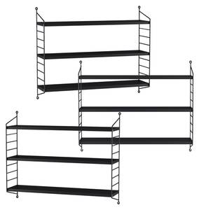 Wandregal Strängnäs 3-tlg. Schwarz - Anzahl Teile im Set: 3