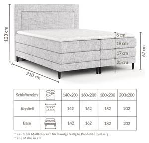 Boxspringbett Madame Schwarz - Breite: 140 cm