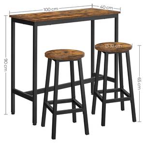 Bartisch-Set Kampala Braun - Holzwerkstoff - 100 x 90 x 40 cm