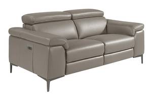 2-Sitzer-Ledersofa mit Relax-Mechanismen Grau - Echtleder - Textil - 170 x 97 x 102 cm