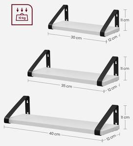 Wandregal Freetown 3er-Set Weiß - Holzwerkstoff - 35 x 11 x 12 cm