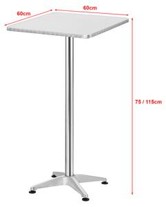 Table de bistrot Järpen carrée Argenté - Bois manufacturé - 60 x 115 x 60 cm