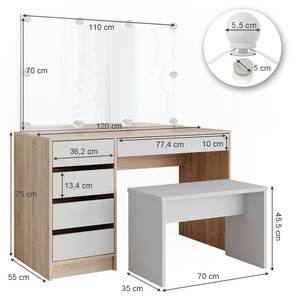 Schminktisch Sherry 36883 Braun - Weiß - Höhe: 75 cm