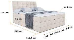 Boxspringbett BRUGO KING Ecru - Breite: 140 cm