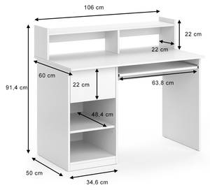 Buerau informatique Keno blanc Blanc - Bois manufacturé - 106 x 91 x 60 cm