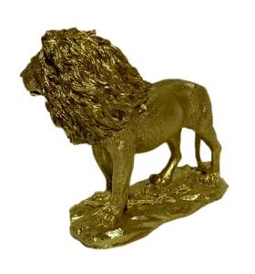 Skulptur Löwe Gold Gold - Kunststoff - Stein - 33 x 25 x 14 cm