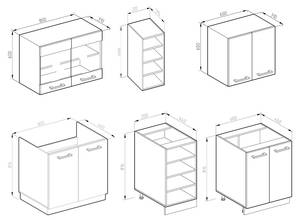 Singleküche R-Line 37623 Pinie Anthrazit Dekor - Weiß