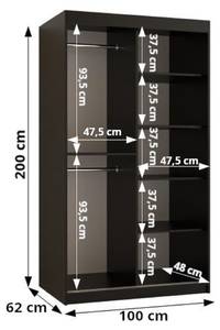 SCHWEBETÜRENSCHRANK PLECIONKA Breite: 100 cm - Silber