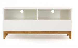 Meuble TV design scandinave Wide blanc Blanc - En partie en bois massif - 120 x 55 x 48 cm