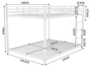 Etagenbett MetalLucy Ⅱ Weiß - Breite: 145 cm