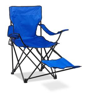 Chaise de camping pliante repose-pieds Noir - Bleu - Métal - Matière plastique - Textile - 87 x 96 x 120 cm