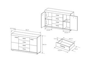 Kommode LINK 2D4S Beige - Holzwerkstoff - Kunststoff - 140 x 87 x 42 cm