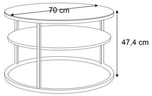 CIRI GLASS mit Ablage runder Couchtisch Glas Schwarz - Schwarz