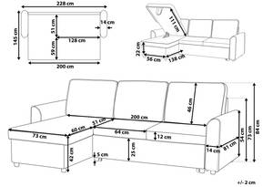 Ecksofa NESNA Beige - Armlehne davorstehend links - Ecke davorstehend rechts - Schlaffunktion davorstehend rechts