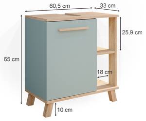 Waschtischunterschrank „Ciro" Blau - Holzwerkstoff - 60 x 65 x 33 cm