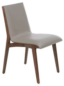 Chaise en simili cuir et bois  noyer Marron - Gris - Cuir synthétique - Textile - 46 x 82 x 59 cm