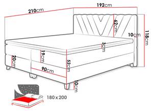 Boxspringbett Romantic Beige - Breite: 192 cm