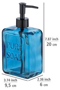 Seifenspender PURE, Glas, 550 ml, Wenko Blau - Glas - 10 x 20 x 6 cm