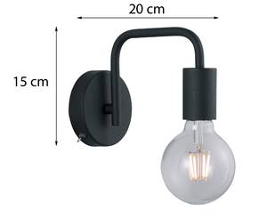 Wandlampe mit Schalter Metall Schwarz Schwarz - Metall - 10 x 15 x 20 cm