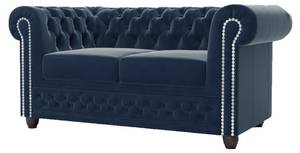 Sofa Karl, 2 sitzer, Chesterfield Marineblau