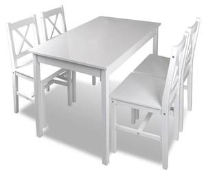 Esstisch und Stühle Weiß - Massivholz - Holzart/Dekor - 65 x 73 x 108 cm