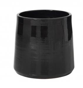Cache pot rond en céramique noir 28x26 Schwarz - Keramik - Ton - 28 x 26 x 28 cm