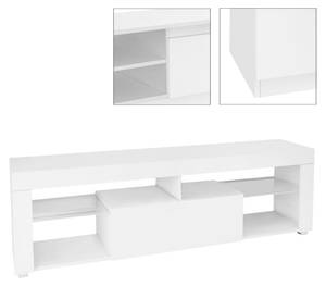 TV-Lowboard 120x51x3 cm Weiß Weiß - Massivholz - 35 x 51 x 140 cm