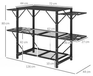 Campingtisch A20-386V00BK Schwarz - Metall - 44 x 80 x 126 cm