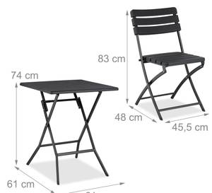 Balkonmöbel Set 3-teilig in Holzoptik Schwarz