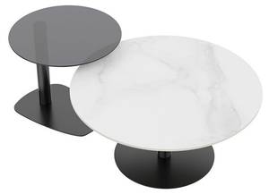 Lot de 2 Tables Basses Fortuna Blanc - Verre - 80 x 45 x 80 cm